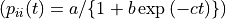 \left(p_{ii}(t)=a/ \{ 1+b \exp{(-ct)}\}\right)